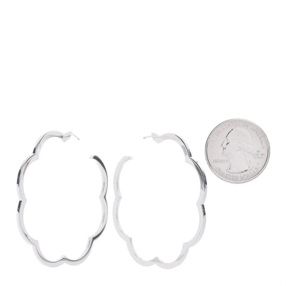 Chanel 18K White Gold Large Profil de Camelia Hoop Earrings 2 of 4