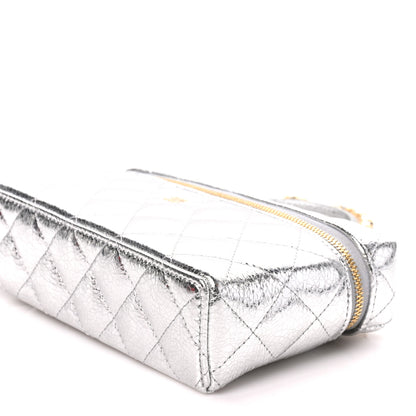 Chanel Metallic Calfskin Quilted Top Handle Slim Vanity With Chain Silver 10 of 10
