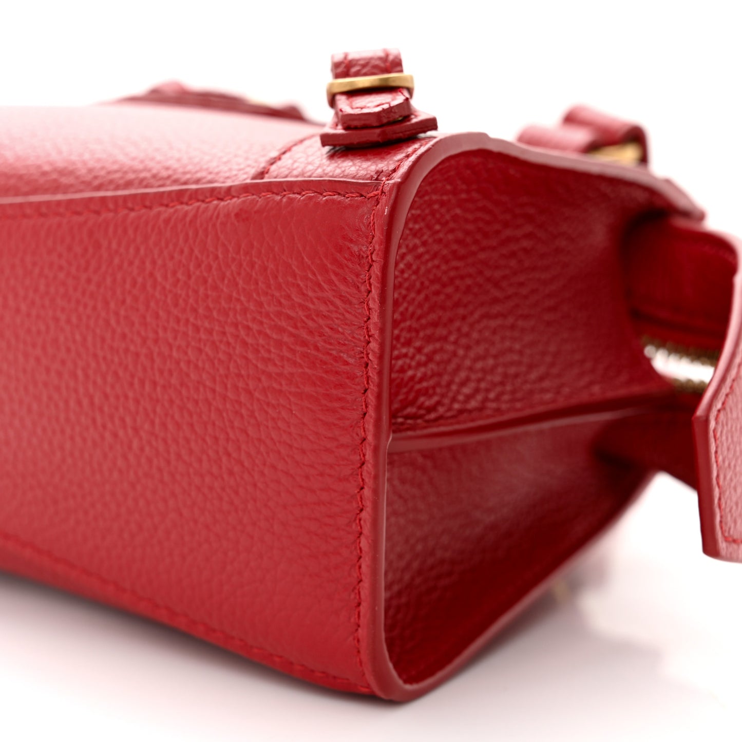 Grained Calfskin Neo Classic Gold Hardware Nano City Crossbody Medium Red