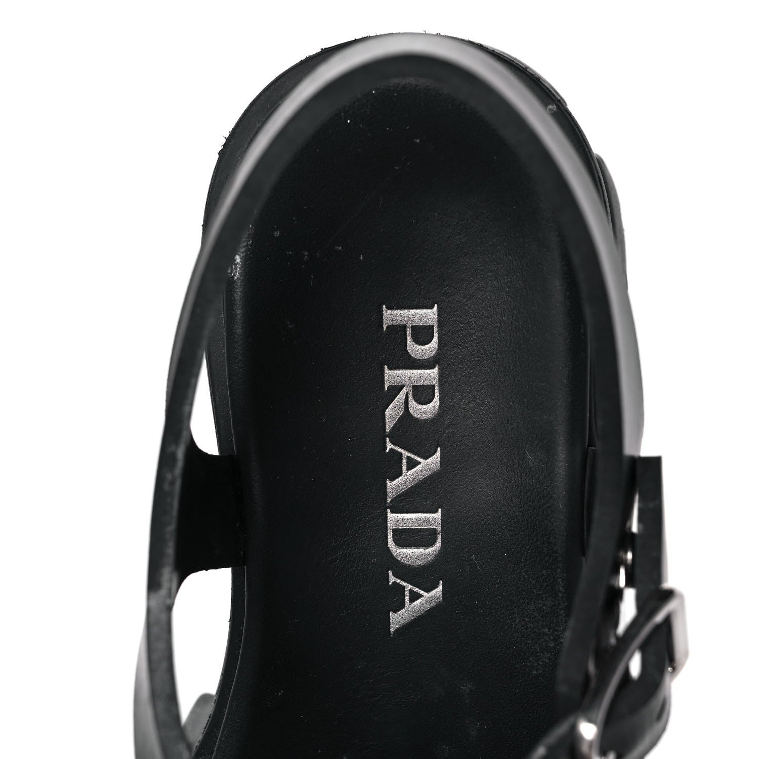 Prada Foam Rubber Triangle Logo Monolith 55mm Cage Sandals 38 Black 7 of 8