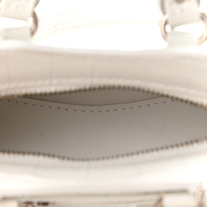 Balenciaga Extra Supple Calfskin Crocodile Embossed Neo Classic Silver Hardware Super Nano City Crossbody White 5 of 10
