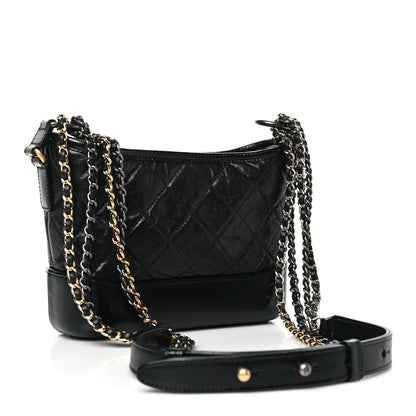Chanel Aged Calfskin Quilted Small Gabrielle Hobo Black 3 of 10