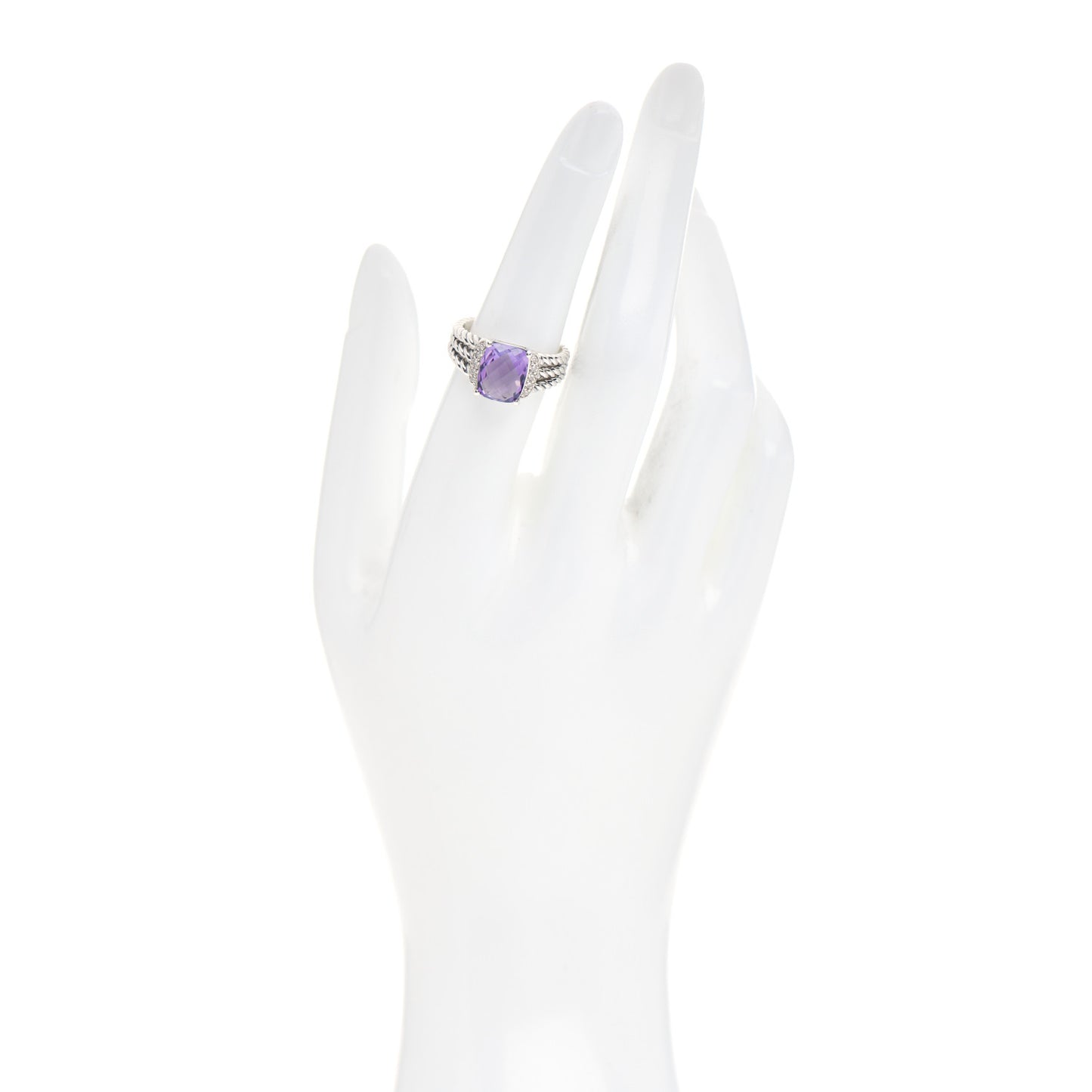 Sterling Silver Diamond Amethyst 10mm Petite Wheaton Ring 54 6.75