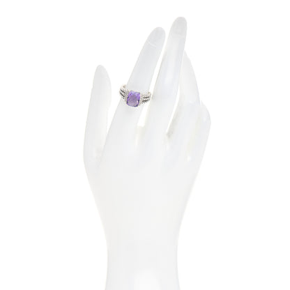David Yurman Sterling Silver Diamond Amethyst 10mm Petite Wheaton Ring 54 6.75 2 of 5