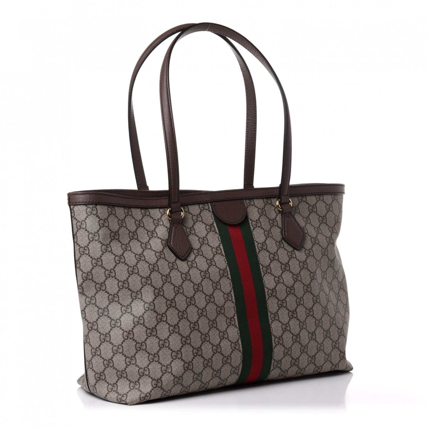 GG Supreme Monogram Medium Ophidia Shopping Tote Brown