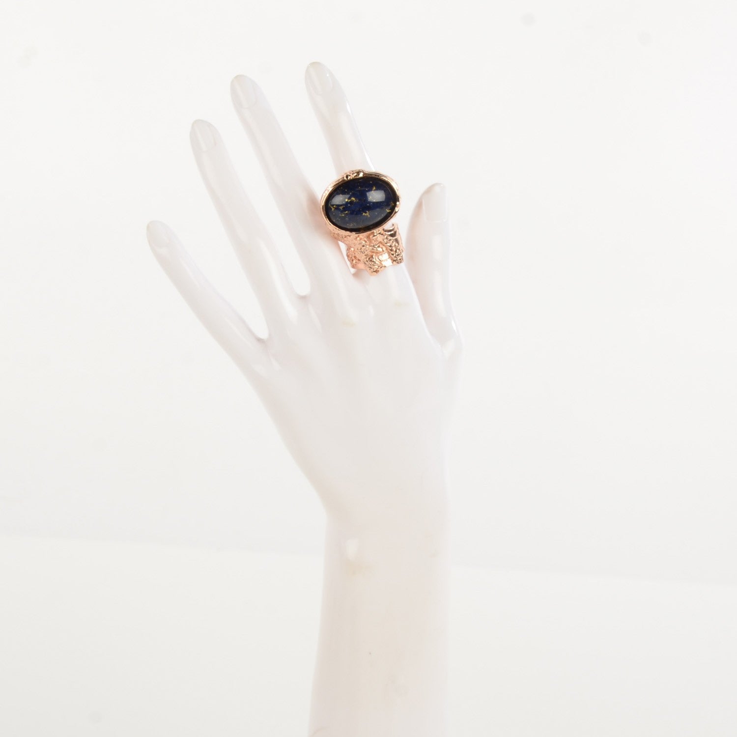 Saint Laurent Glass Cabochon Arty Ovale Ring 7 Rose Gold Lapis 2 of 5