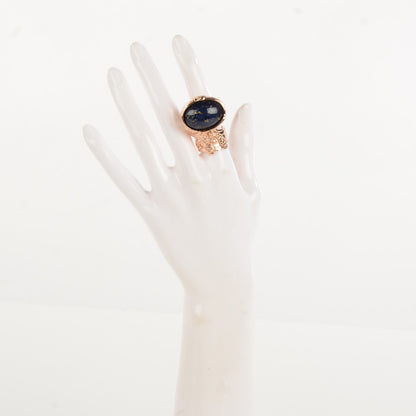 Saint Laurent Glass Cabochon Arty Ovale Ring 7 Rose Gold Lapis 2 of 5