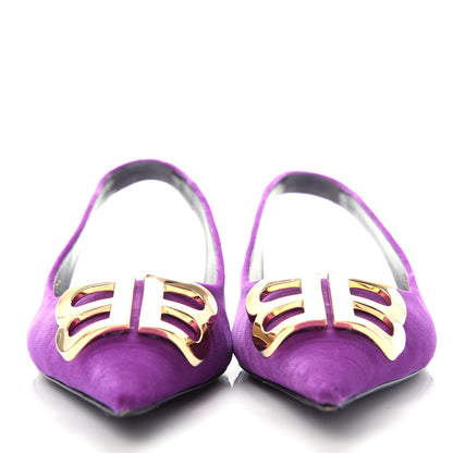 Balenciaga Velvet BB Knife Pointy Toe Slingback Flats 37 Violet Orchidee 2 of 11