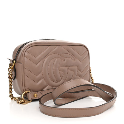 Gucci Calfskin Matelasse Mini GG Marmont Chain Shoulder Bag Porcelain Rose 3 of 12