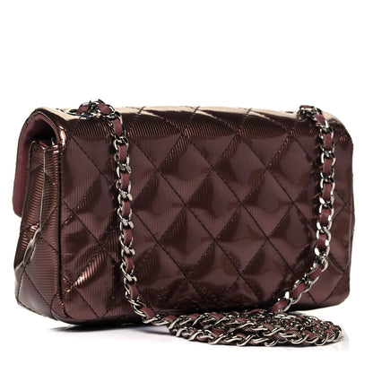 Chanel Striated Patent Quilted Extra Mini Rectangular Flap Dark Pink 2 of 8