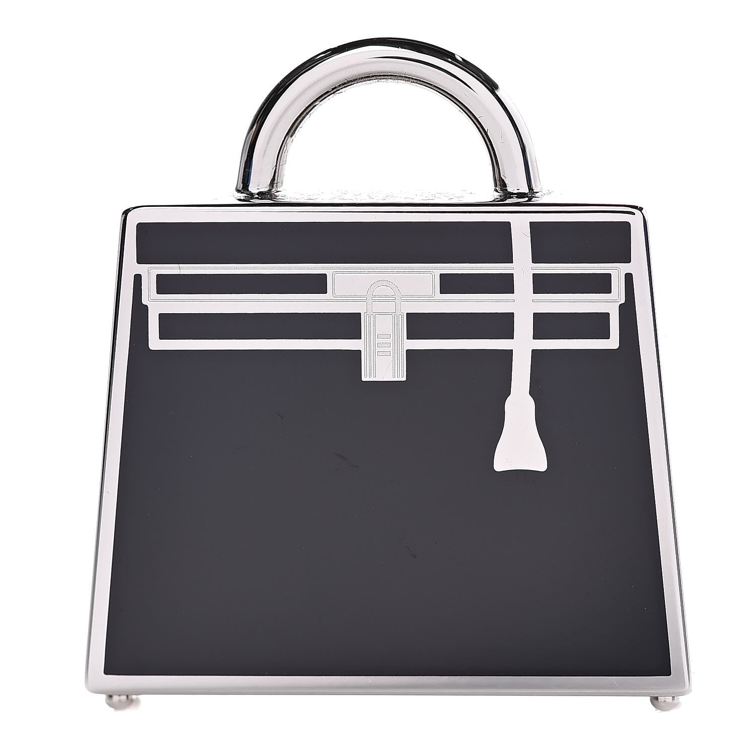 Hermes Lacquered Palladium Kelly Curiosite Charm Black 1 of 4