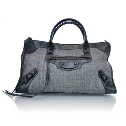 Balenciaga Chevre Wool Prince of Wales Check Weekender 1 of 9