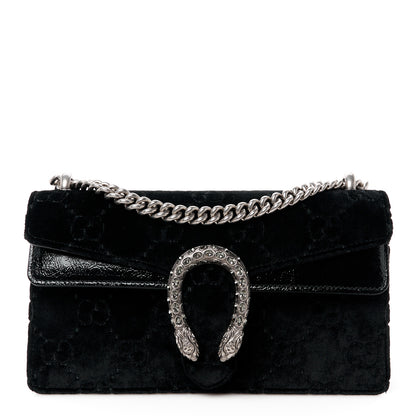 Gucci Velvet Skipper Crystal GG Monogram Small Dionysus Shoulder Bag Black Black Diamond 1 of 11