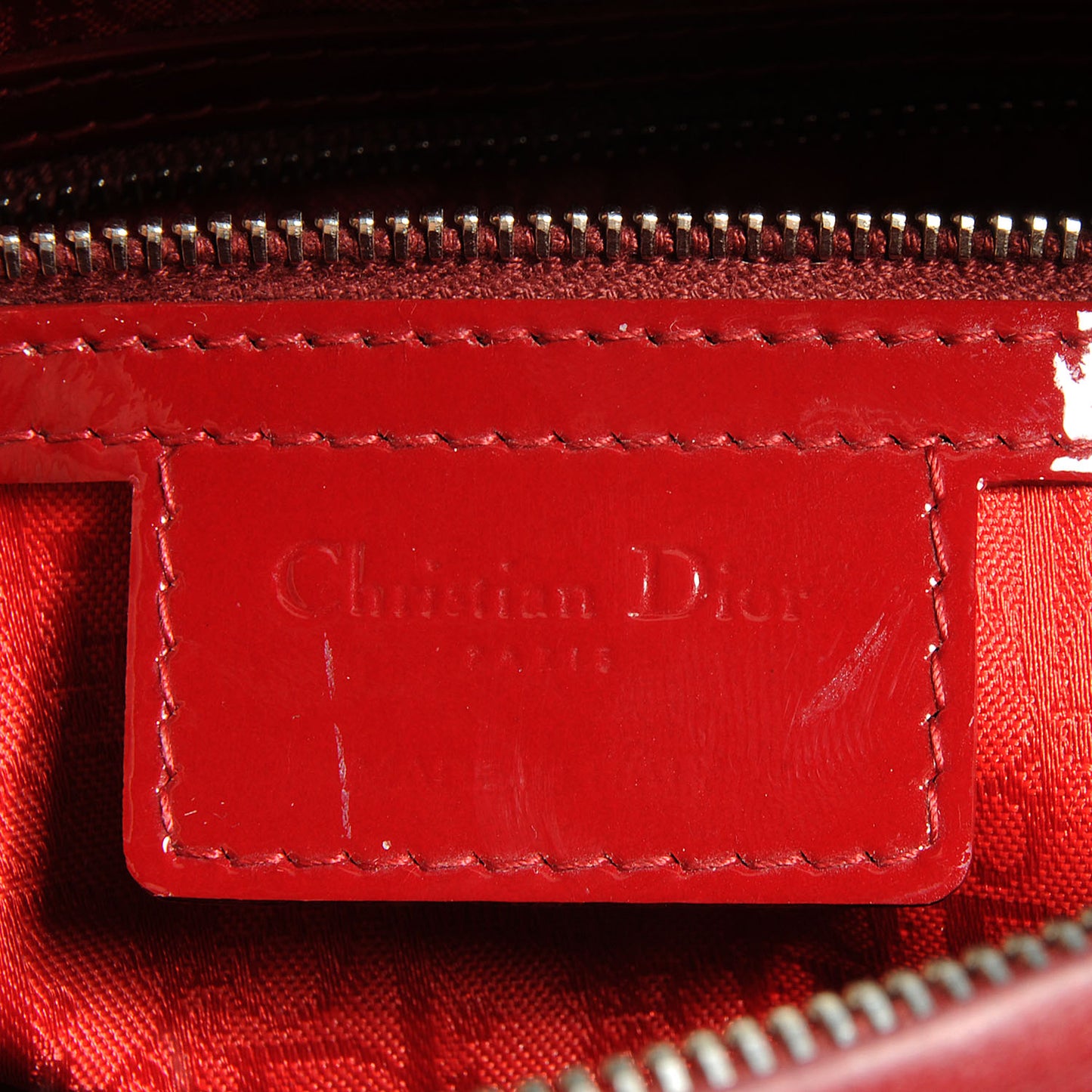 Patent Cannage Large Lady Dior Red