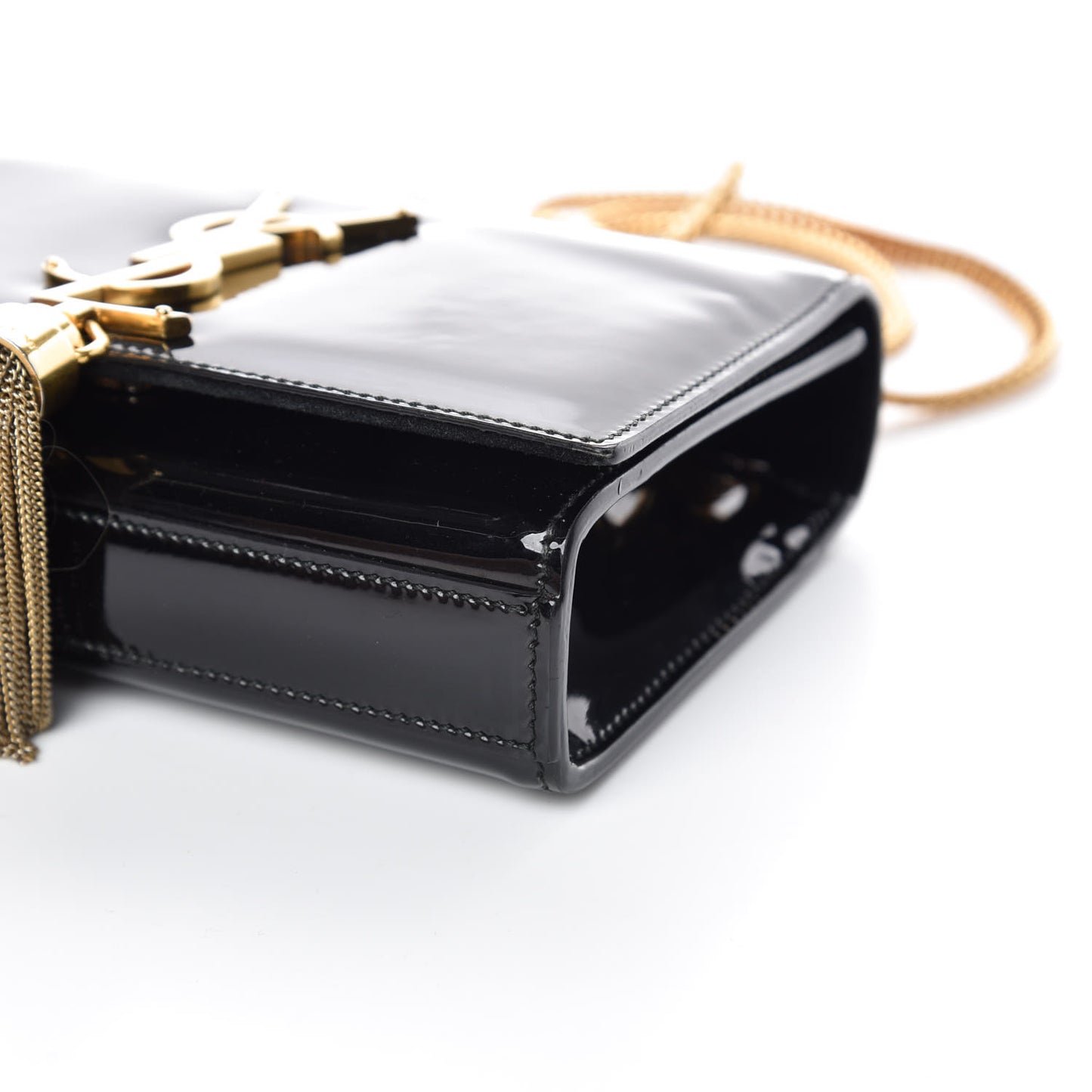 Patent Small Classic Monogram Kate Tassel Satchel Black