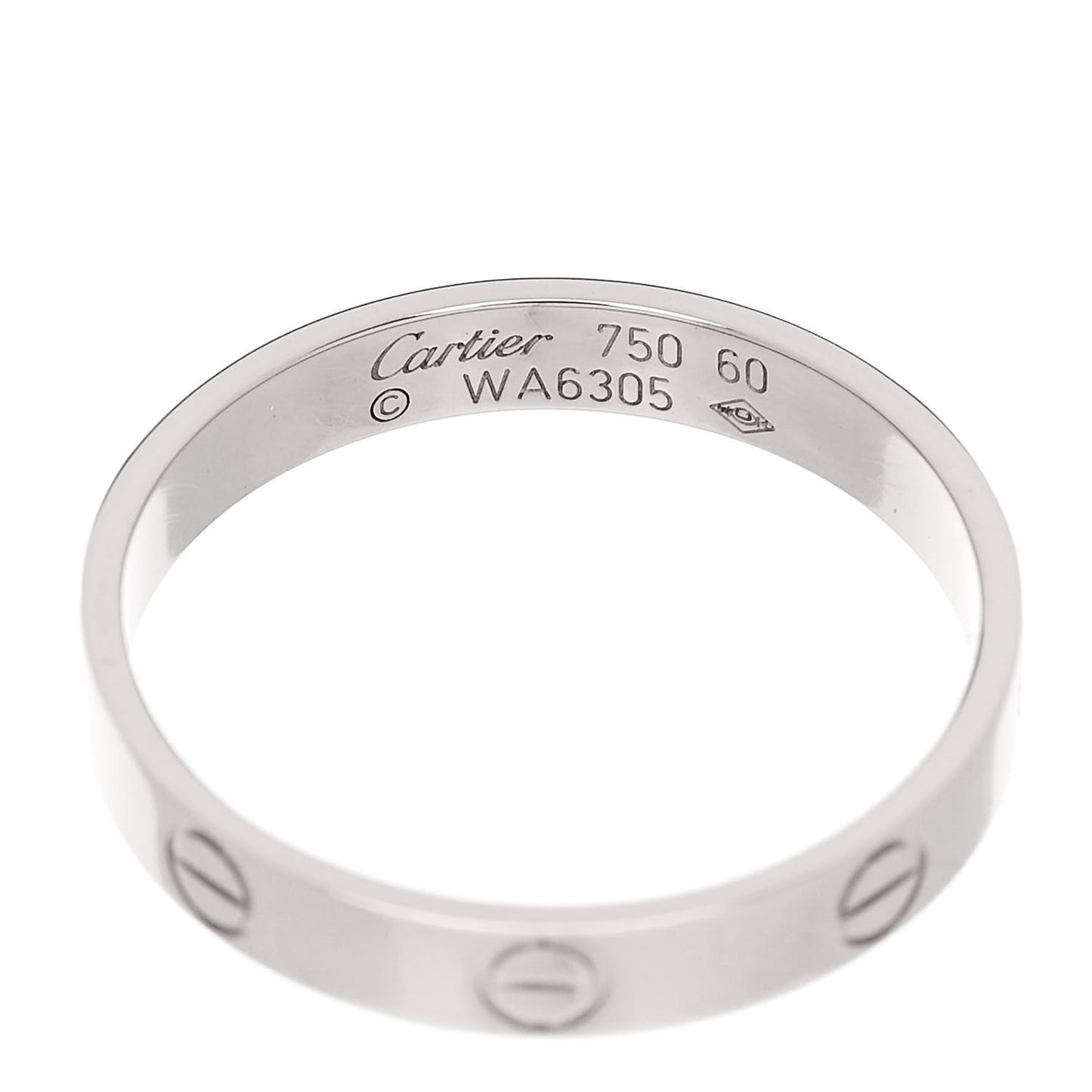 18K White Gold 3.5mm LOVE Wedding Band Ring 60 9.25