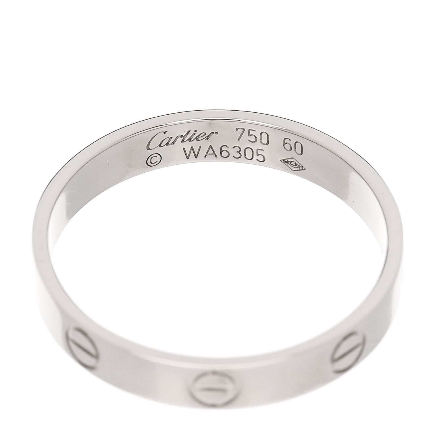 Cartier 18K White Gold 3.5mm LOVE Wedding Band Ring 60 9.25 4 of 4