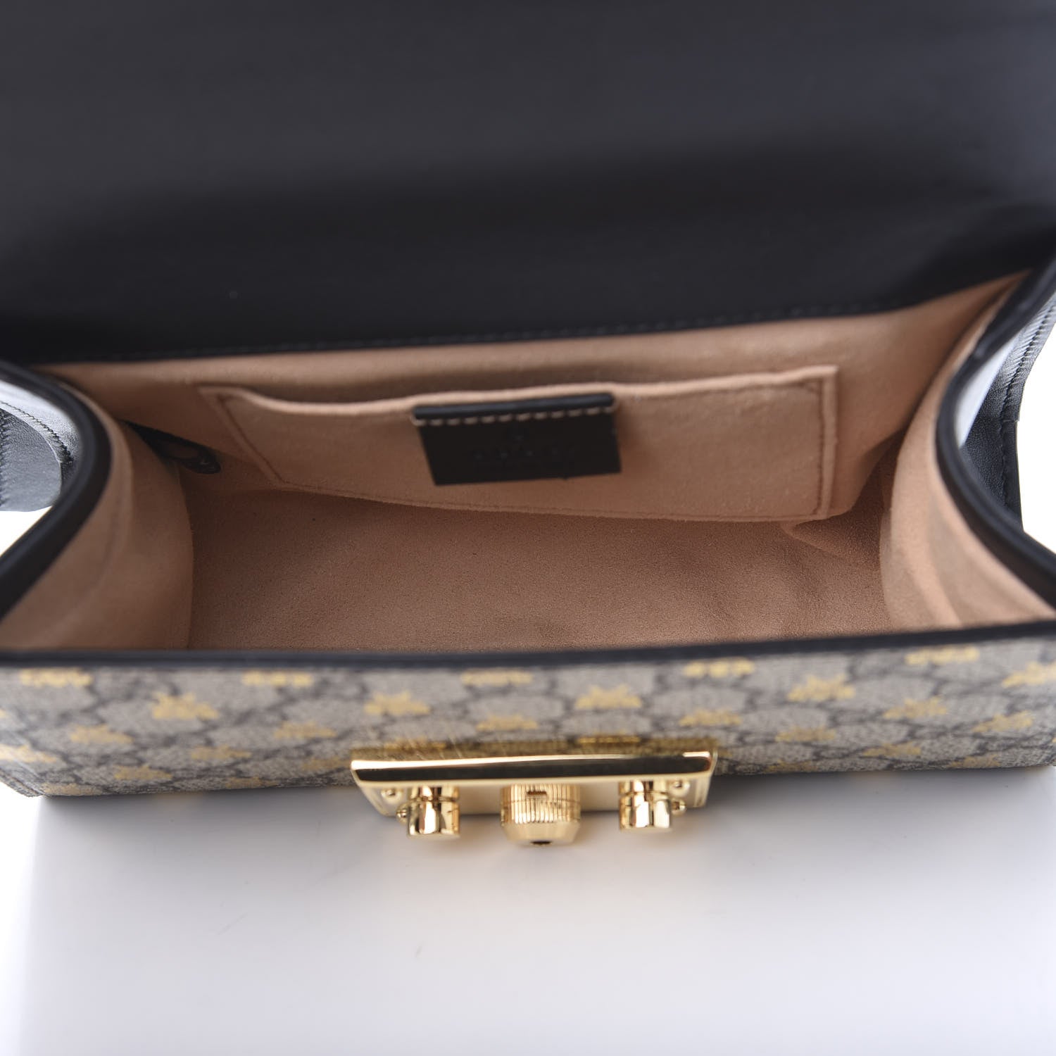 Gucci GG Supreme Monogram Bees Small Padlock Shoulder Bag Black 5 of 12