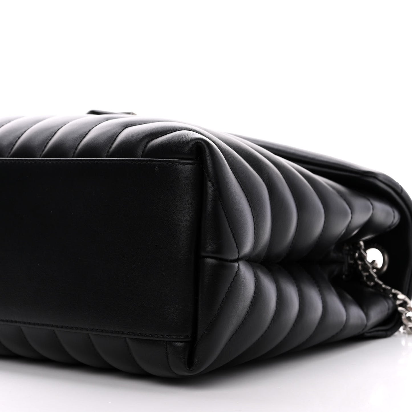 Calfskin Y Quilted Monogram Medium Loulou Chain Satchel Black