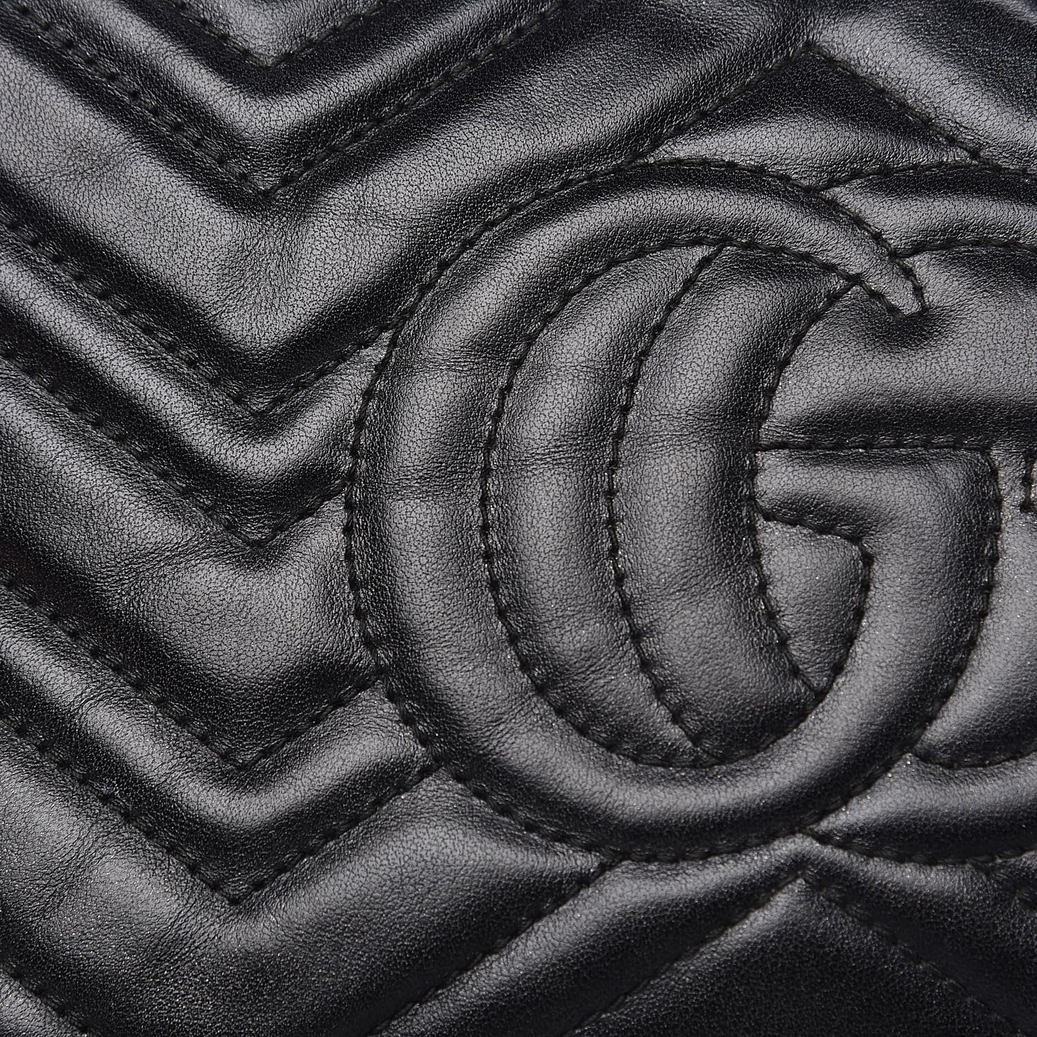 Gucci Calfskin Matelasse Small GG Marmont Chain Shoulder Bag Black 12 of 14