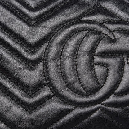 Gucci Calfskin Matelasse Small GG Marmont Chain Shoulder Bag Black 12 of 14