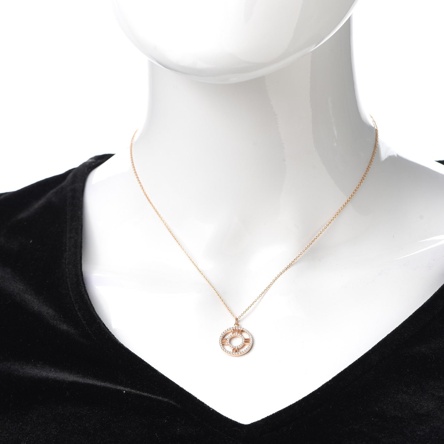 18K Rose Gold Diamond Small Atlas Open Pave Pendant Necklace