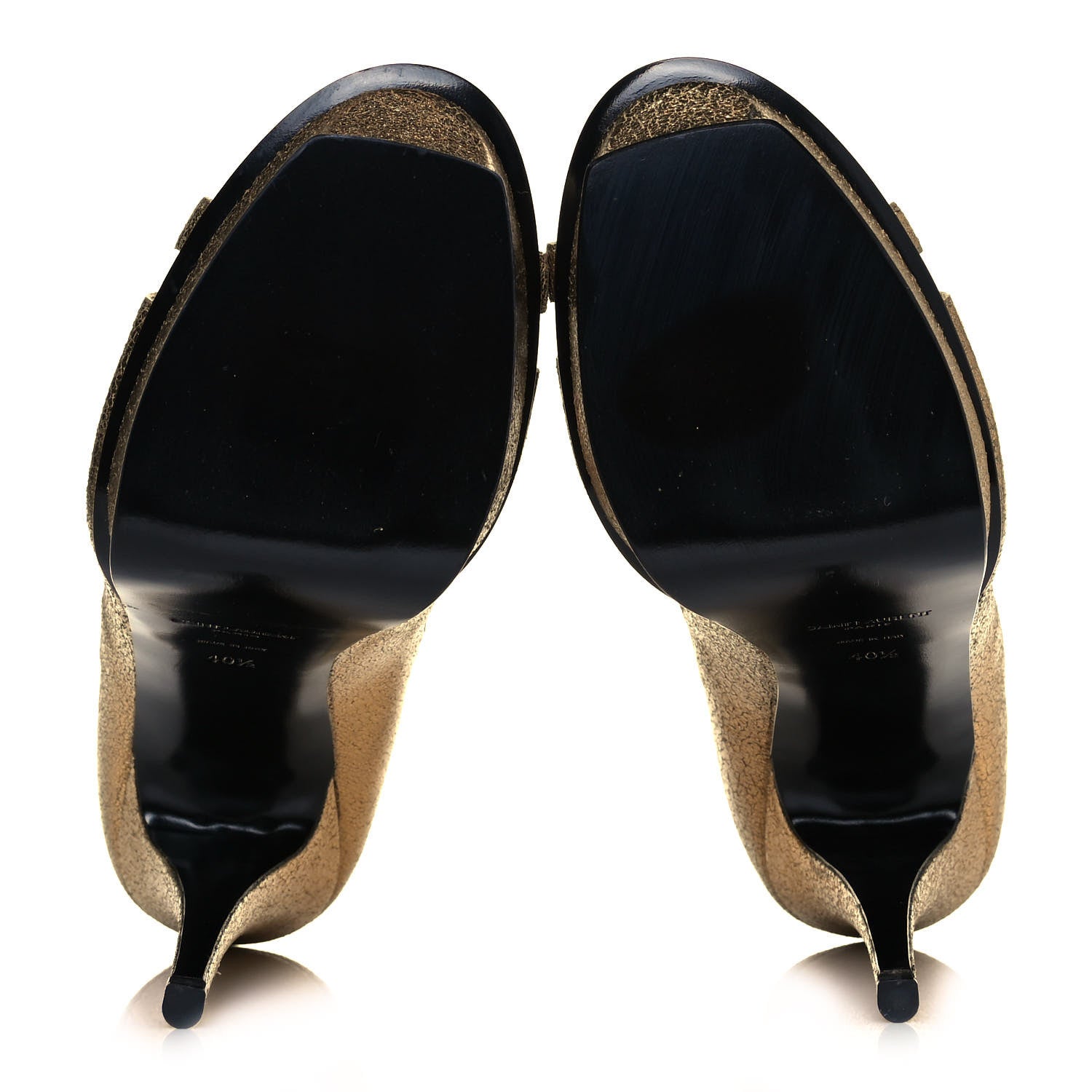 Saint Laurent Metallic Calfskin Tribute 16 Lace Up Platform Sandals 40.5 Gold 5 of 7