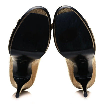 Saint Laurent Metallic Calfskin Tribute 16 Lace Up Platform Sandals 40.5 Gold 5 of 7