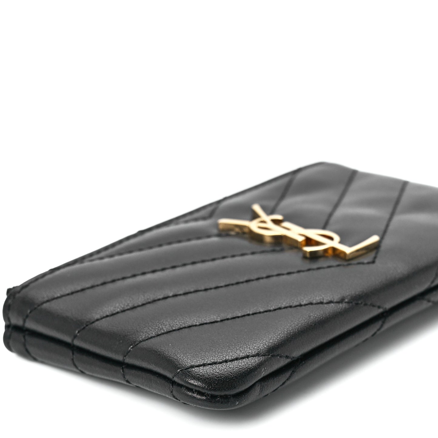 Calfskin Matelasse Monogram Key Pouch Black