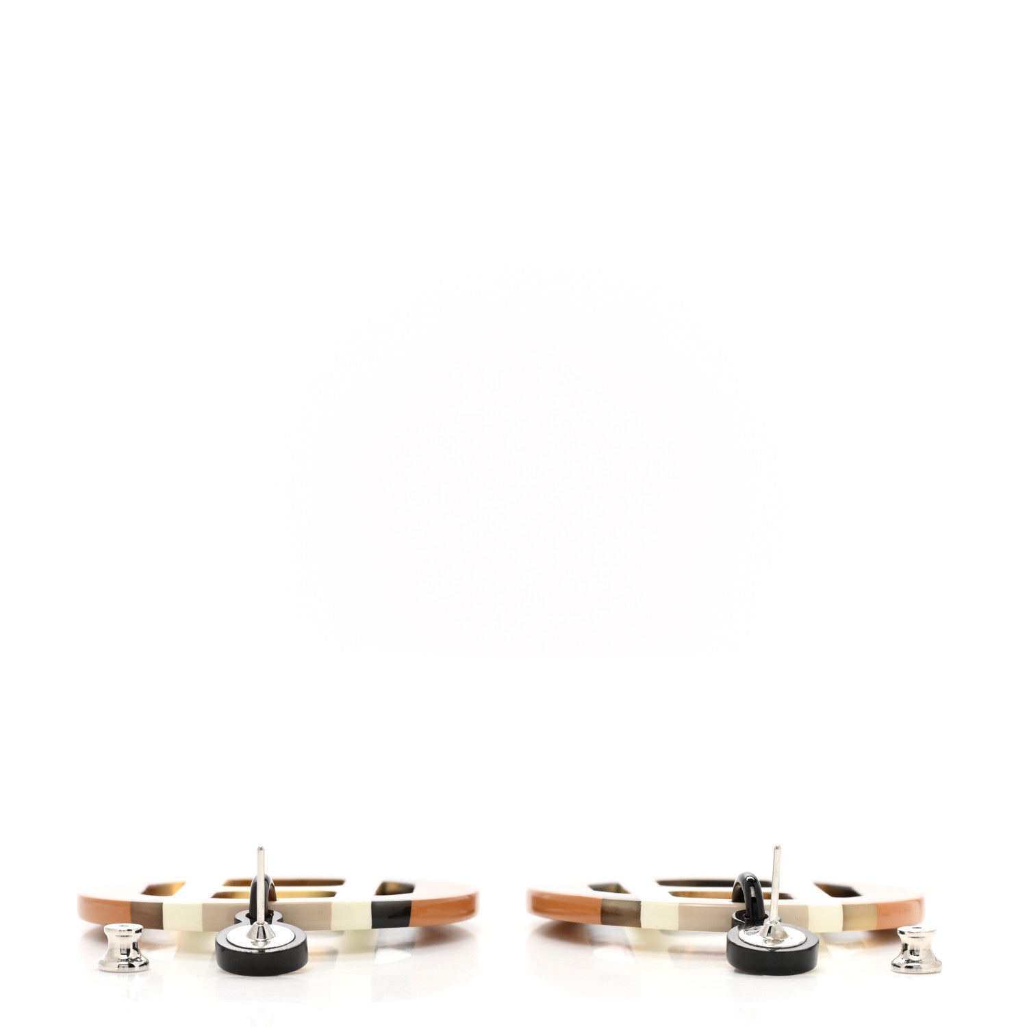 Hermes Lacquered Horn H Equipe Earrings Sable 3 of 4