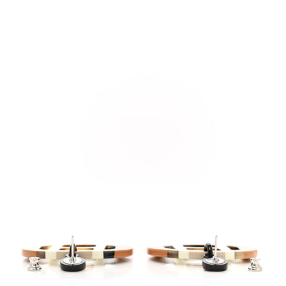 Hermes Lacquered Horn H Equipe Earrings Sable 3 of 4