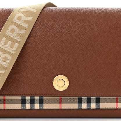 Burberry Calfskin Vintage Check Note Crossbody Bag Tan 7 of 10