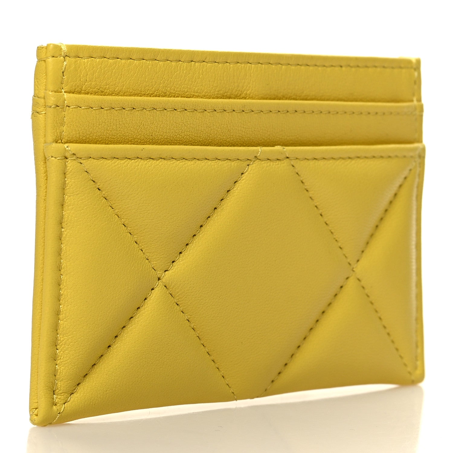 Chanel Lambskin Quilted Chanel 19 Card Holder Yellow 3 of 10