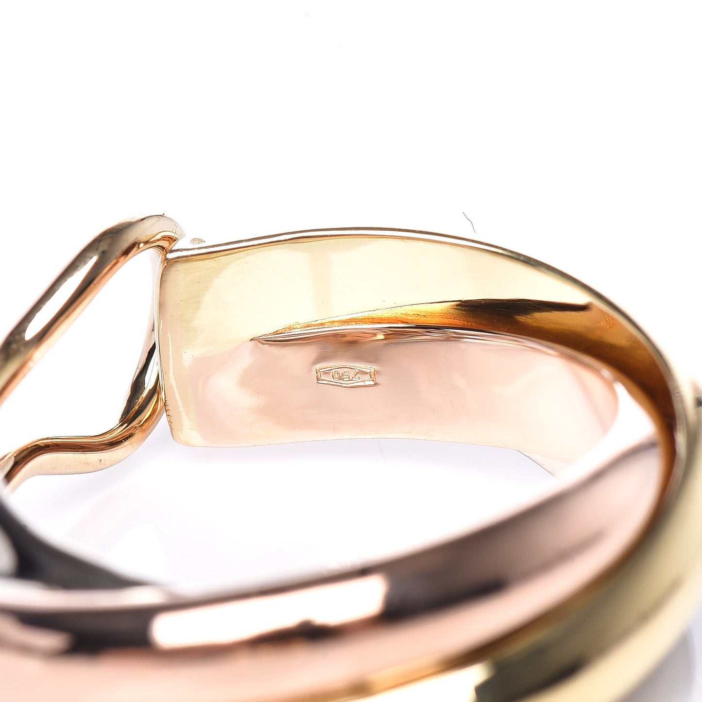 18K Pink Yellow White Gold 6.5mm Trinity Hoop Clip-On Earrings