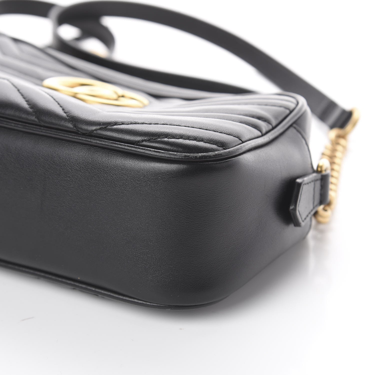 Gucci Calfskin Matelasse Small GG Marmont Chain Shoulder Bag Black 6 of 8