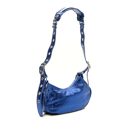Balenciaga Metallic Arena Agneau Le Cagole Shoulder Bag XS Blue 4 of 11