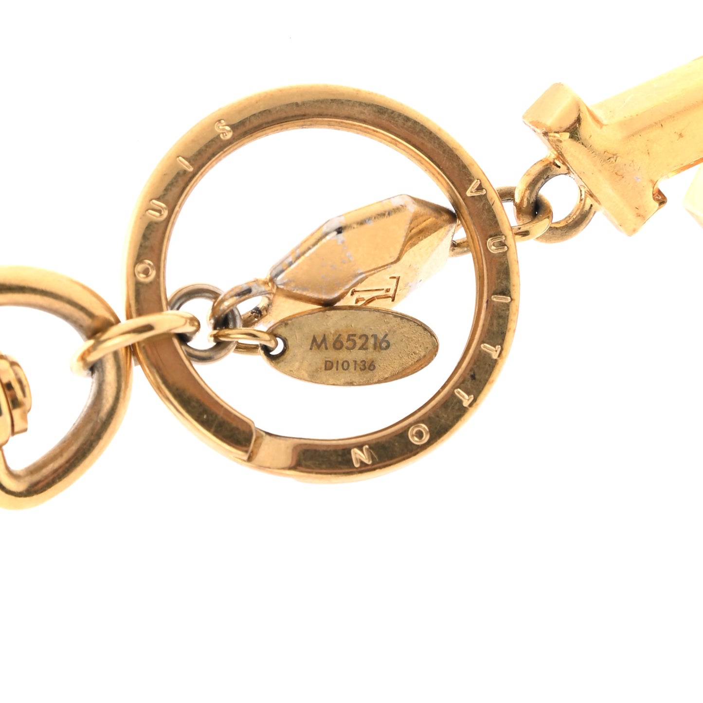 Metal LV Facettes Bag Charm Key Holder Gold