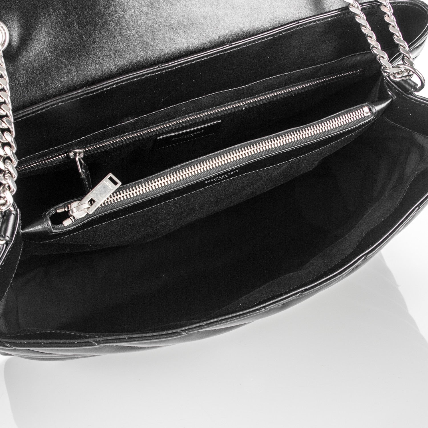 Saint Laurent Calfskin Y Quilted Monogram Large Loulou Chain Satchel Black 5 of 8