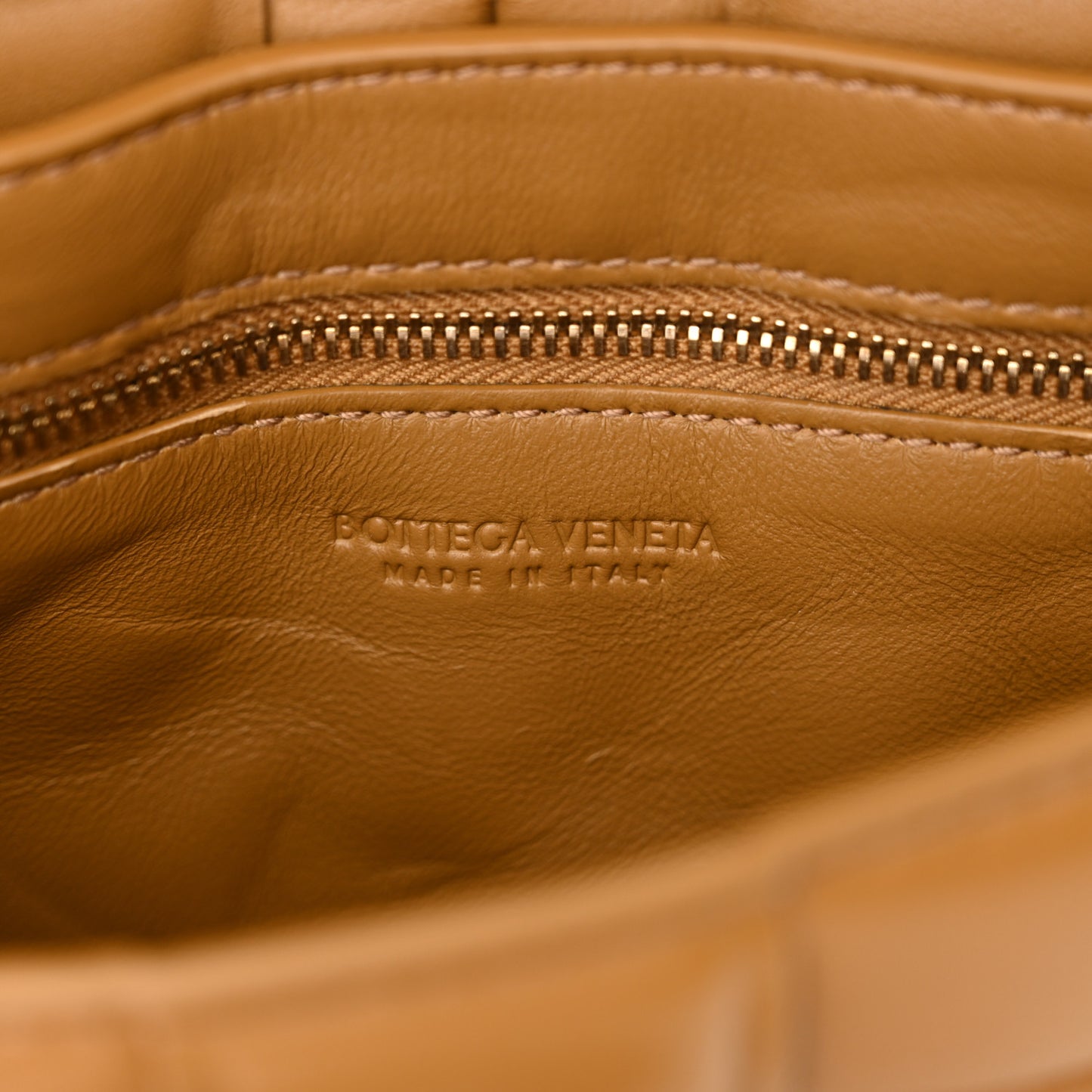 Nappa Maxi Intreccio Small Padded Cassette Crossbody Bag Camel