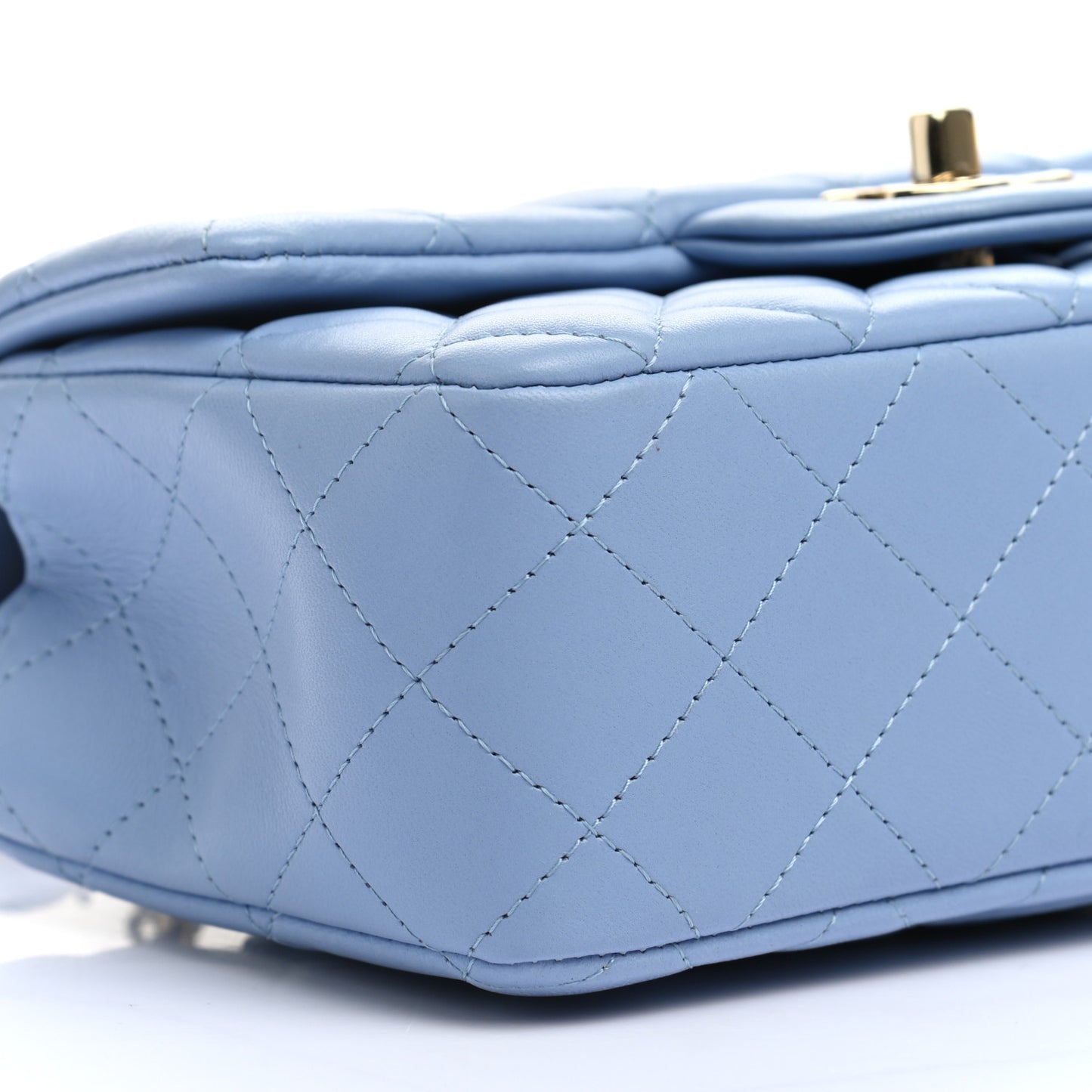 Lambskin Quilted Mini Rectangular Flap Light Blue