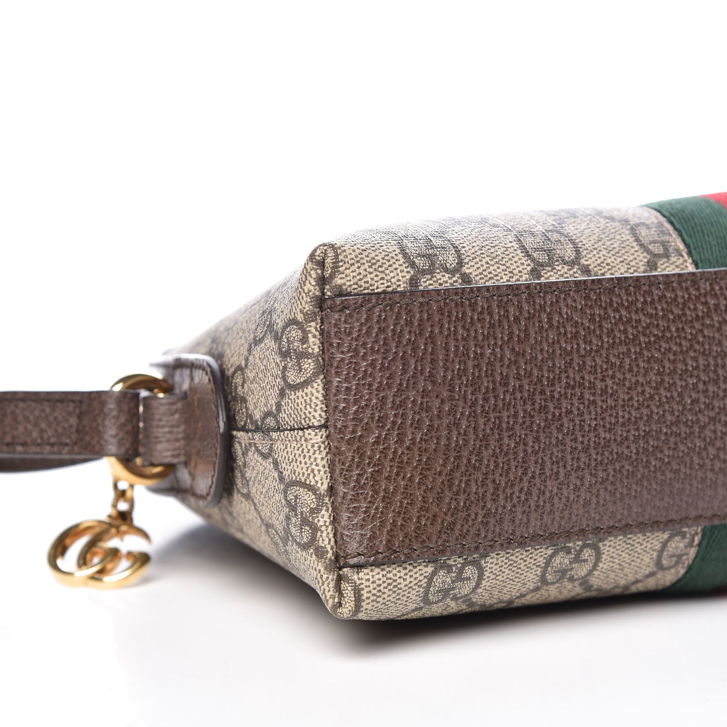 GG Supreme Monogram Textured Dollar Calfskin Web Small Ophidia Dome Shoulder Bag Beige Ebony New Acero