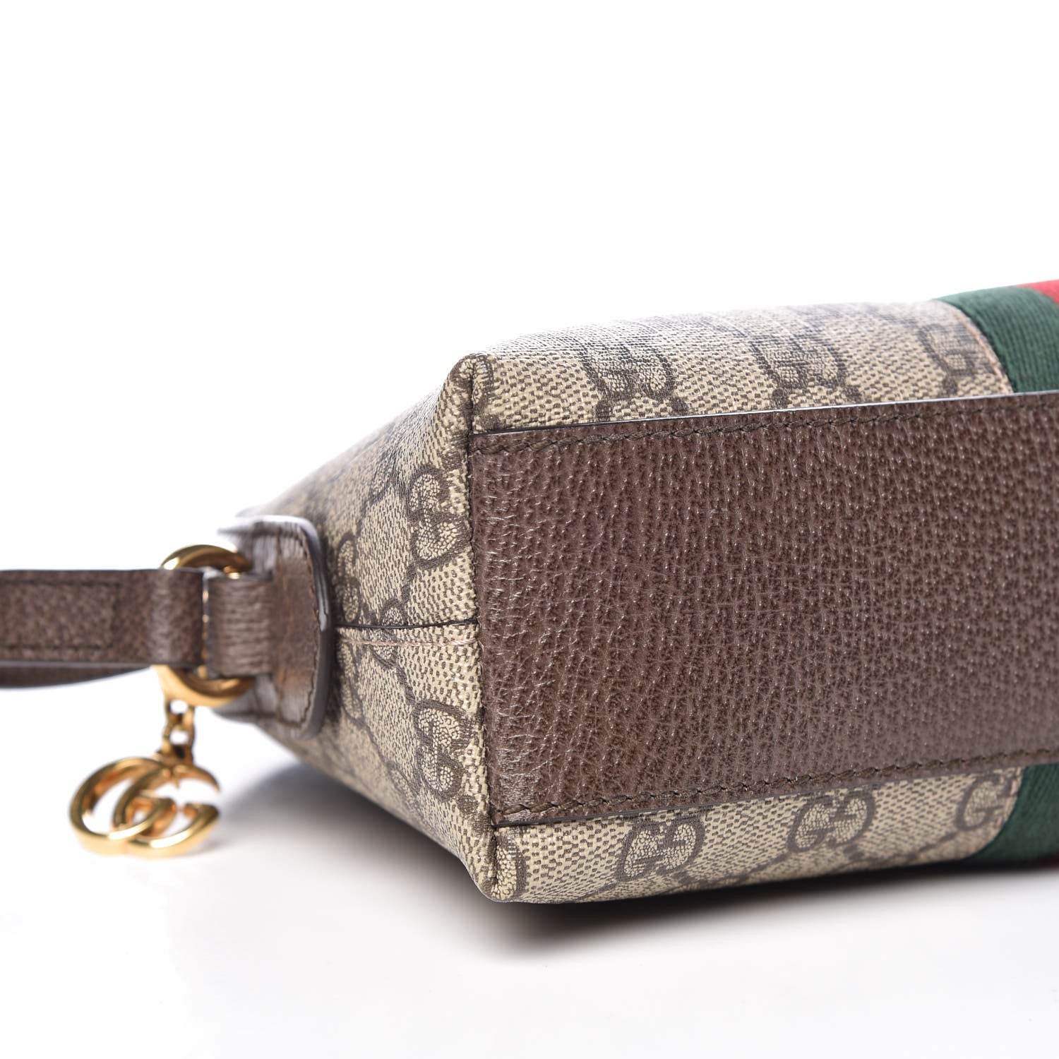 Gucci GG Supreme Monogram Textured Dollar Calfskin Web Small Ophidia Dome Shoulder Bag Beige Ebony New Acero 5 of 9