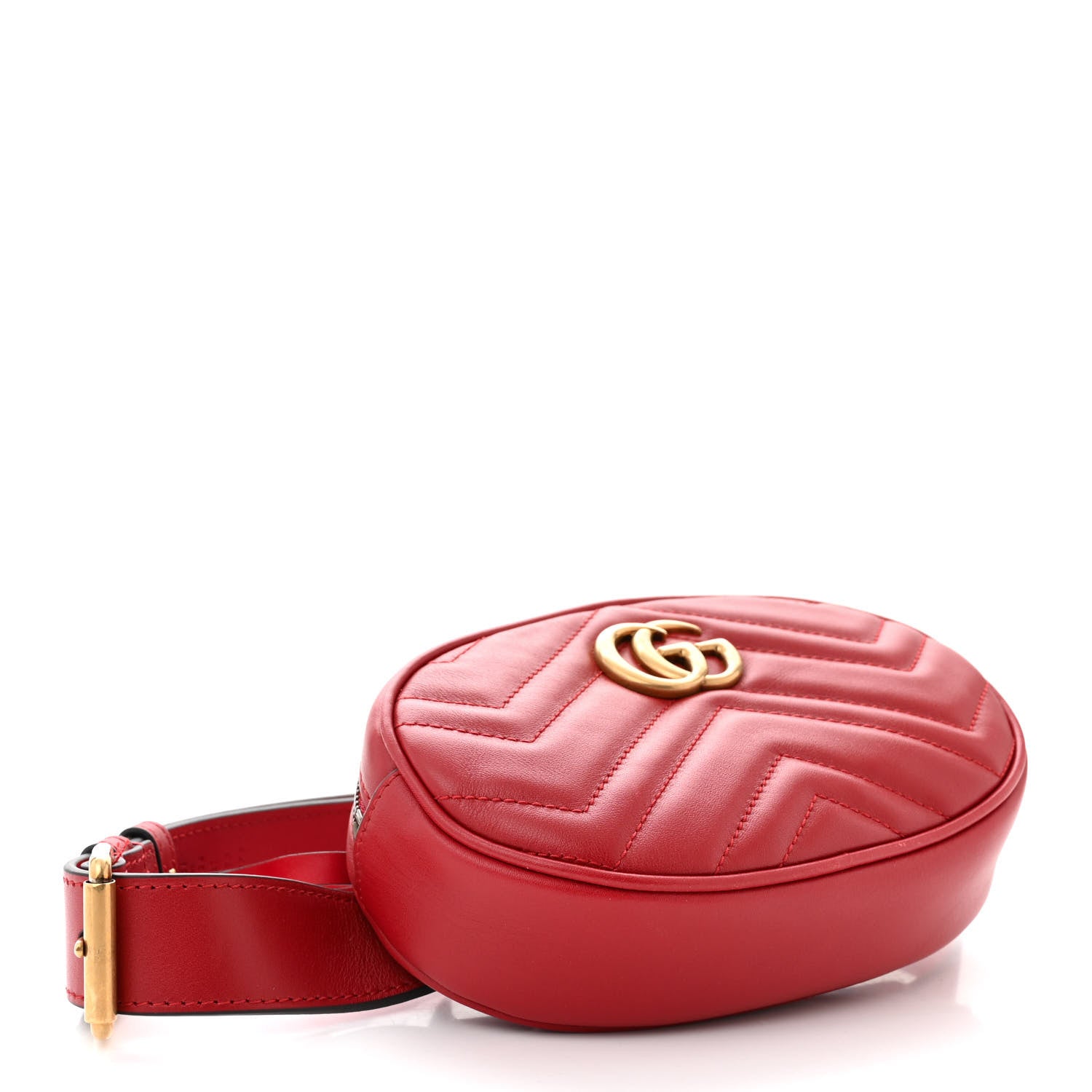 Gucci Calfskin Matelasse GG Marmont Belt Bag 75 30 Hibiscus Red 4 of 13