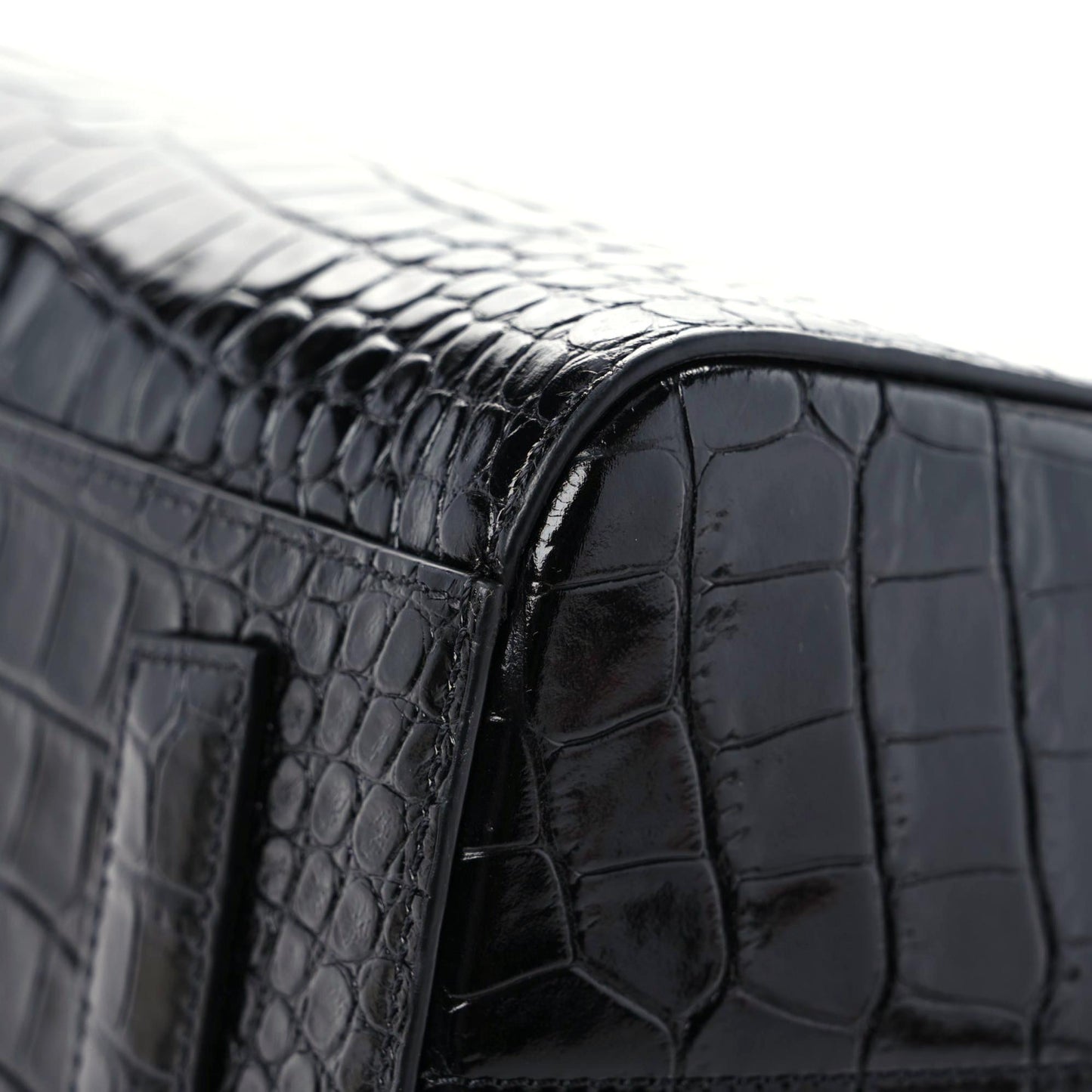 Calfskin Crocodile Embossed Small Antigona Black