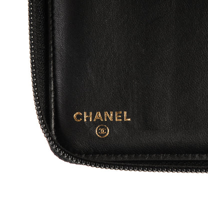 Chanel Lambskin Quilted Boy Zip Around Organizer Wallet Black 6 of 8