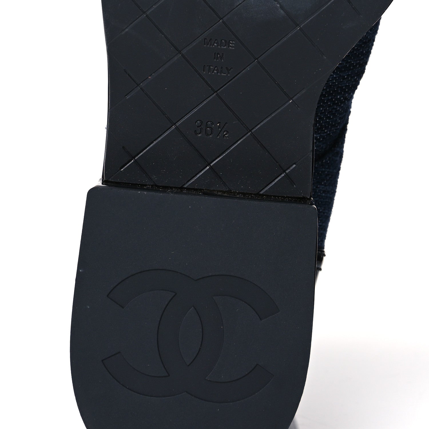 Chanel Denim Patent Lambskin Quilted CC Lace Up Combat Boots 36.5 Navy Blue Black 8 of 10