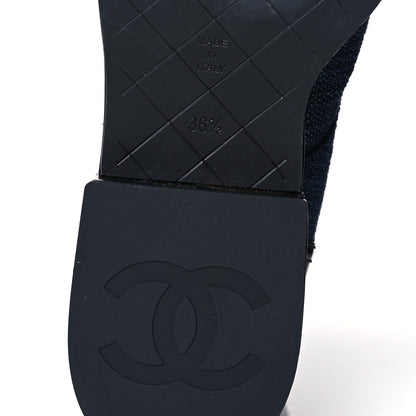 Chanel Denim Patent Lambskin Quilted CC Lace Up Combat Boots 36.5 Navy Blue Black 8 of 10