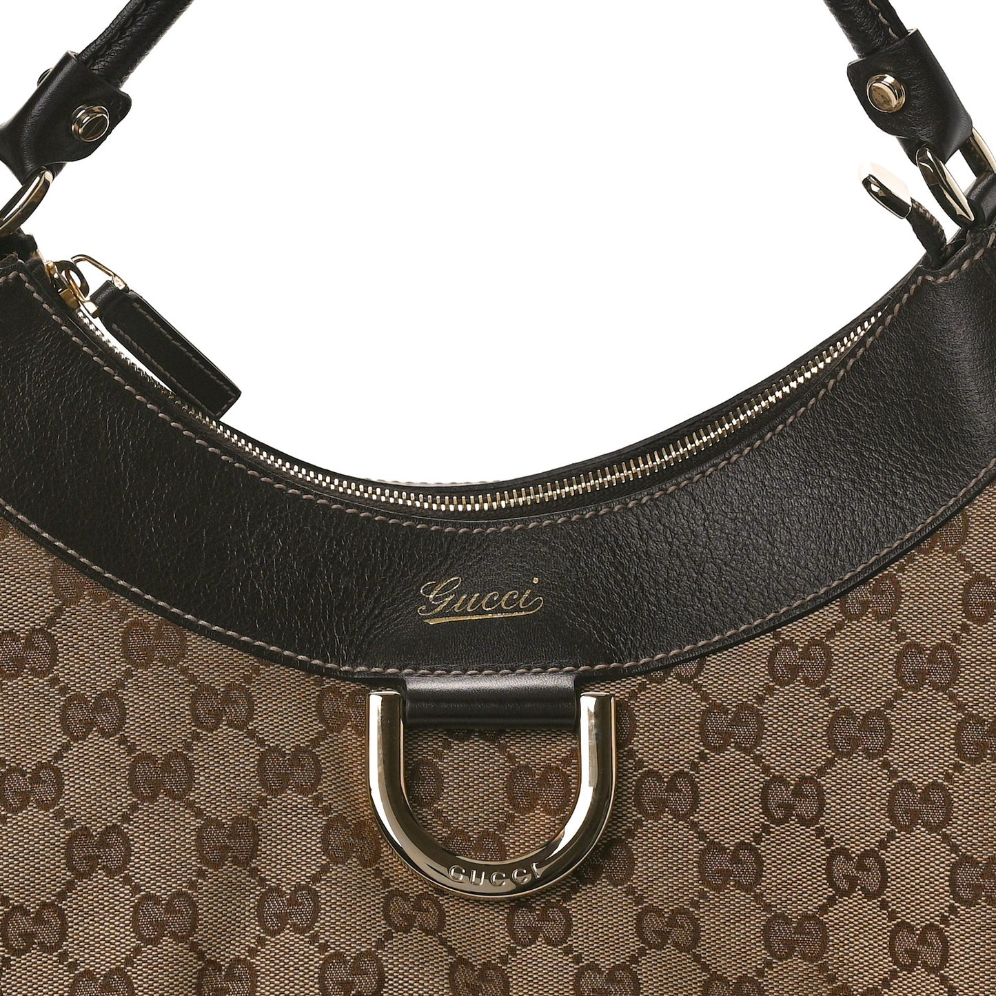 Monogram Large D Gold Hobo Dark Brown