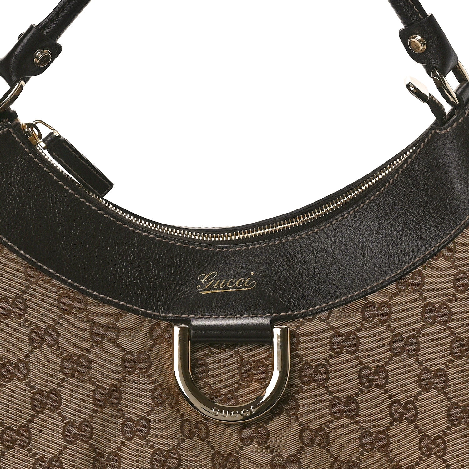 Gucci Monogram Large D Gold Hobo Dark Brown 8 of 12