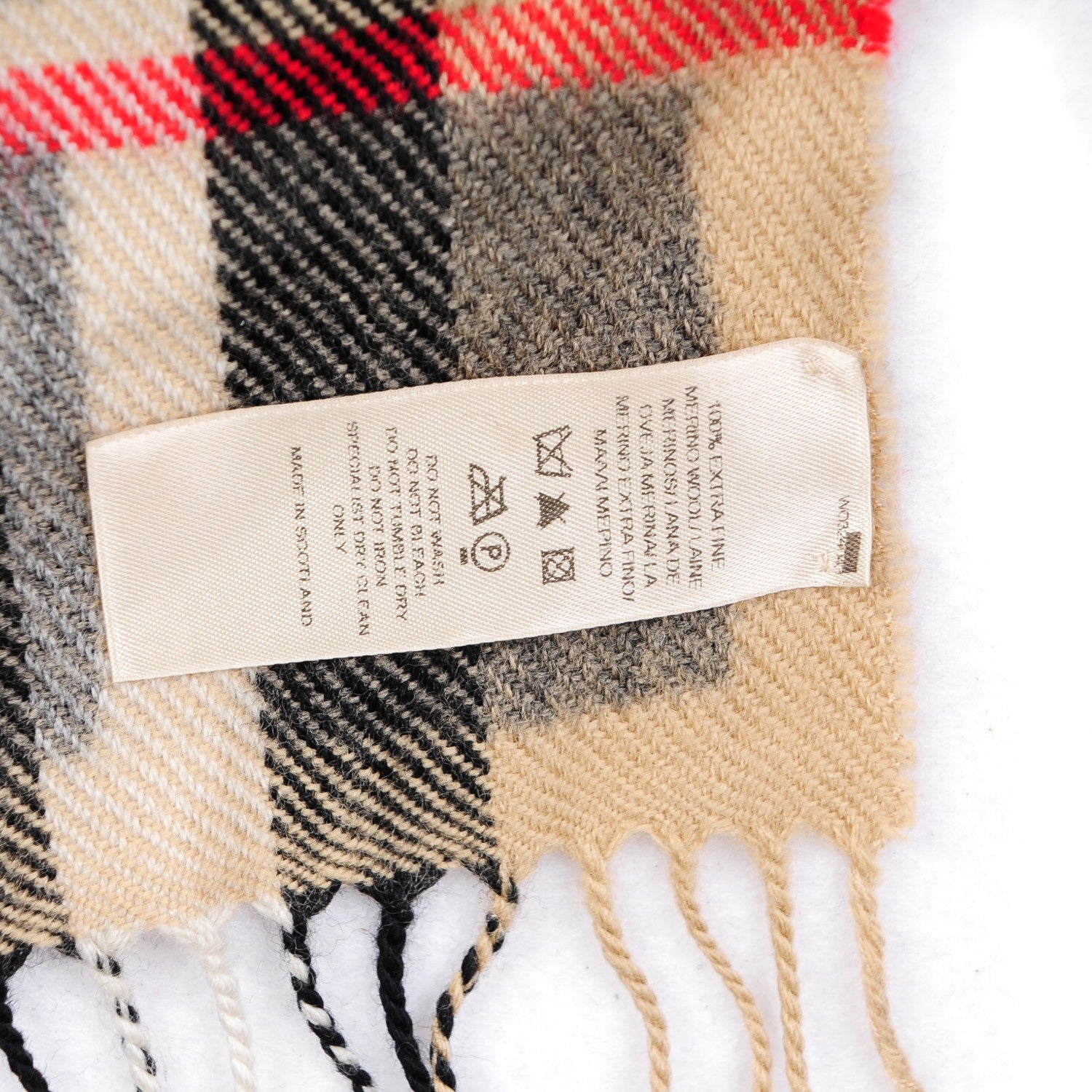 Burberry Merino Wool Check Printed Scarf Camel 4 of 6
